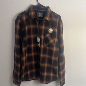 Nomad Flannel Shirt Men Size L Orange NWT Cozy Thermal Lined Plaid Button Up